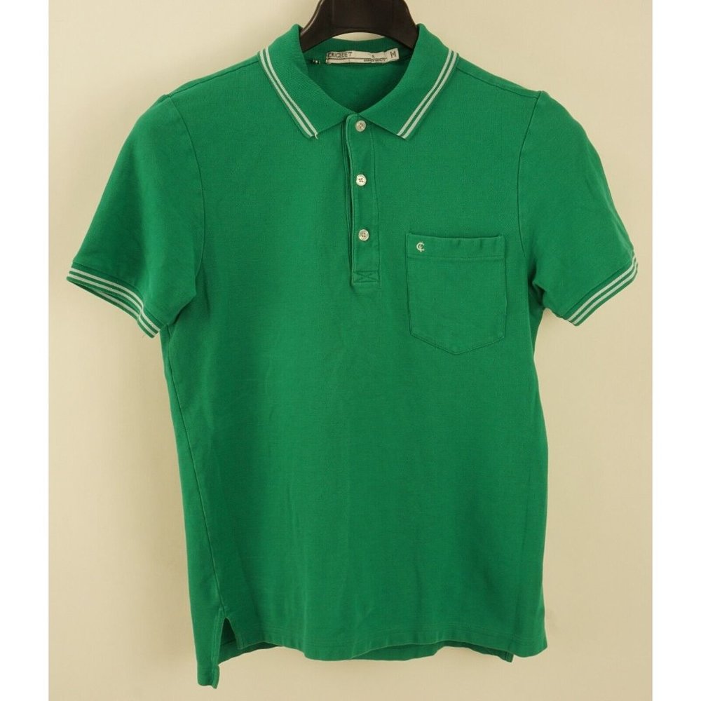 Criquet Men's Small Short Sleeve Green Tipped Premium Cotton Jersey Polo Shirt